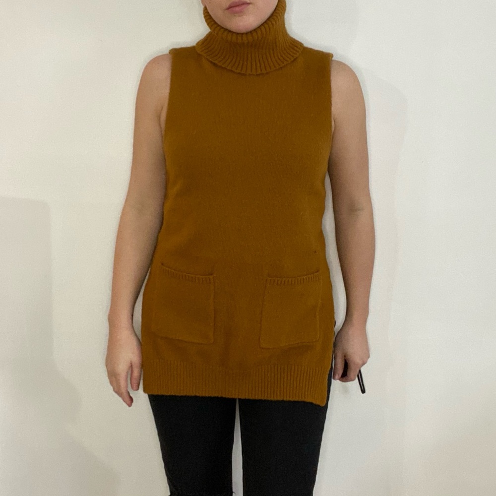 Rust Sleeveless Turtleneck Sweater